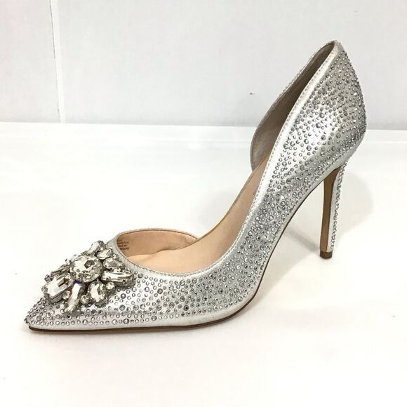 Inc Silver Crystal Embellished Pointed Toe Kenjay2 d'Orsay Pumps - Picture 1 of 10